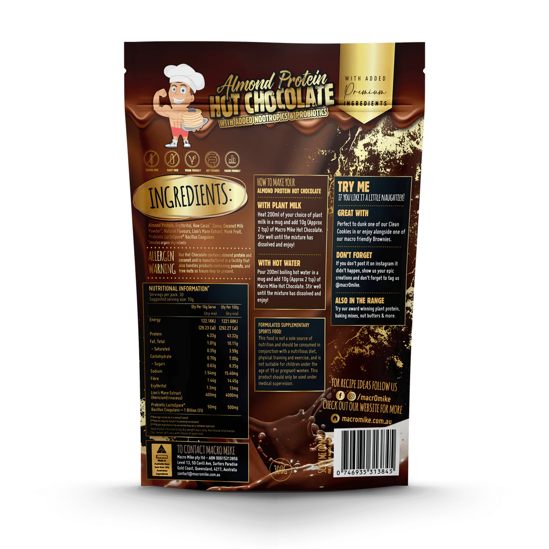 MACRO MIKE ALMOND PROTEIN Probiotic Hot Chocolate