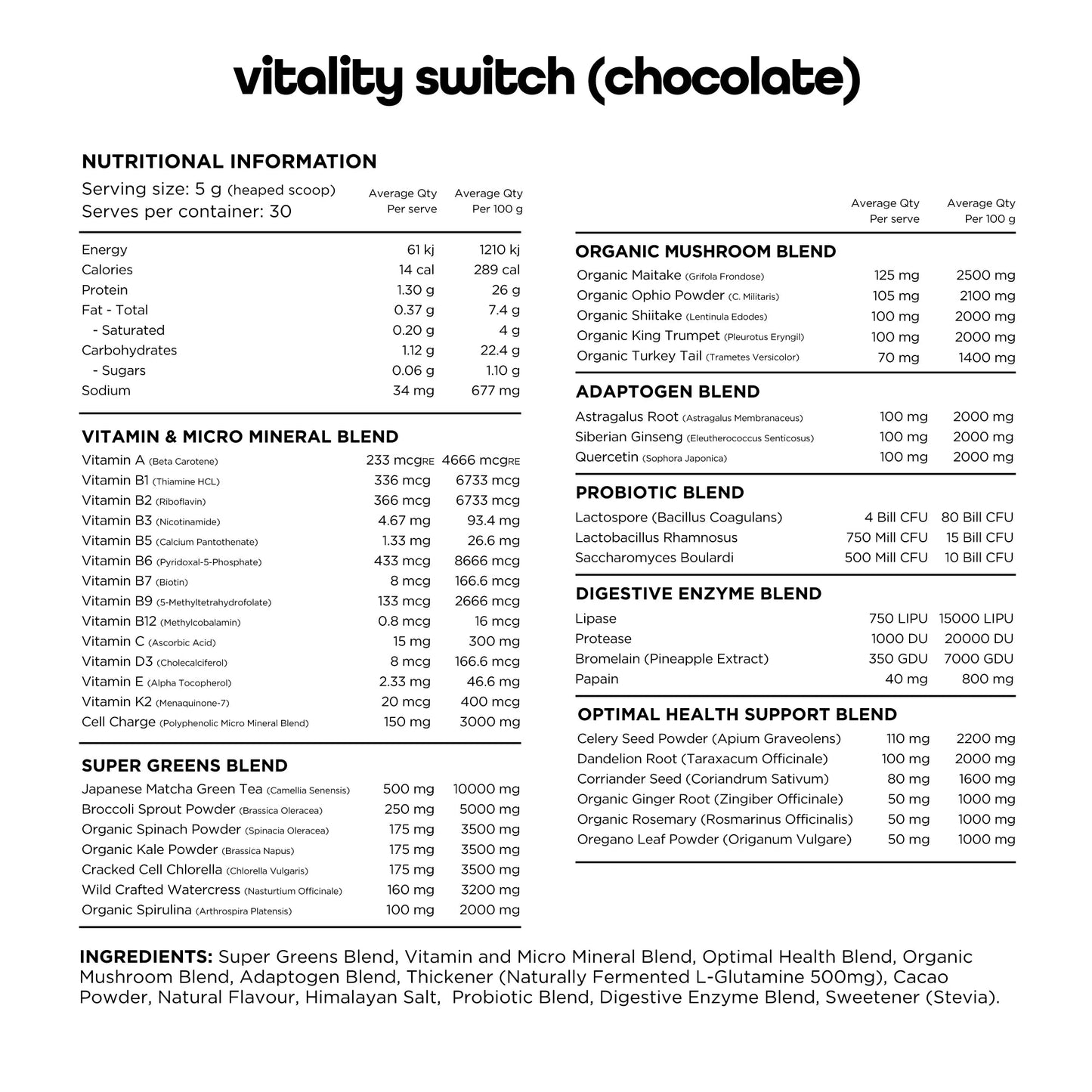 SWITCH VITALITY GREENS POWDER