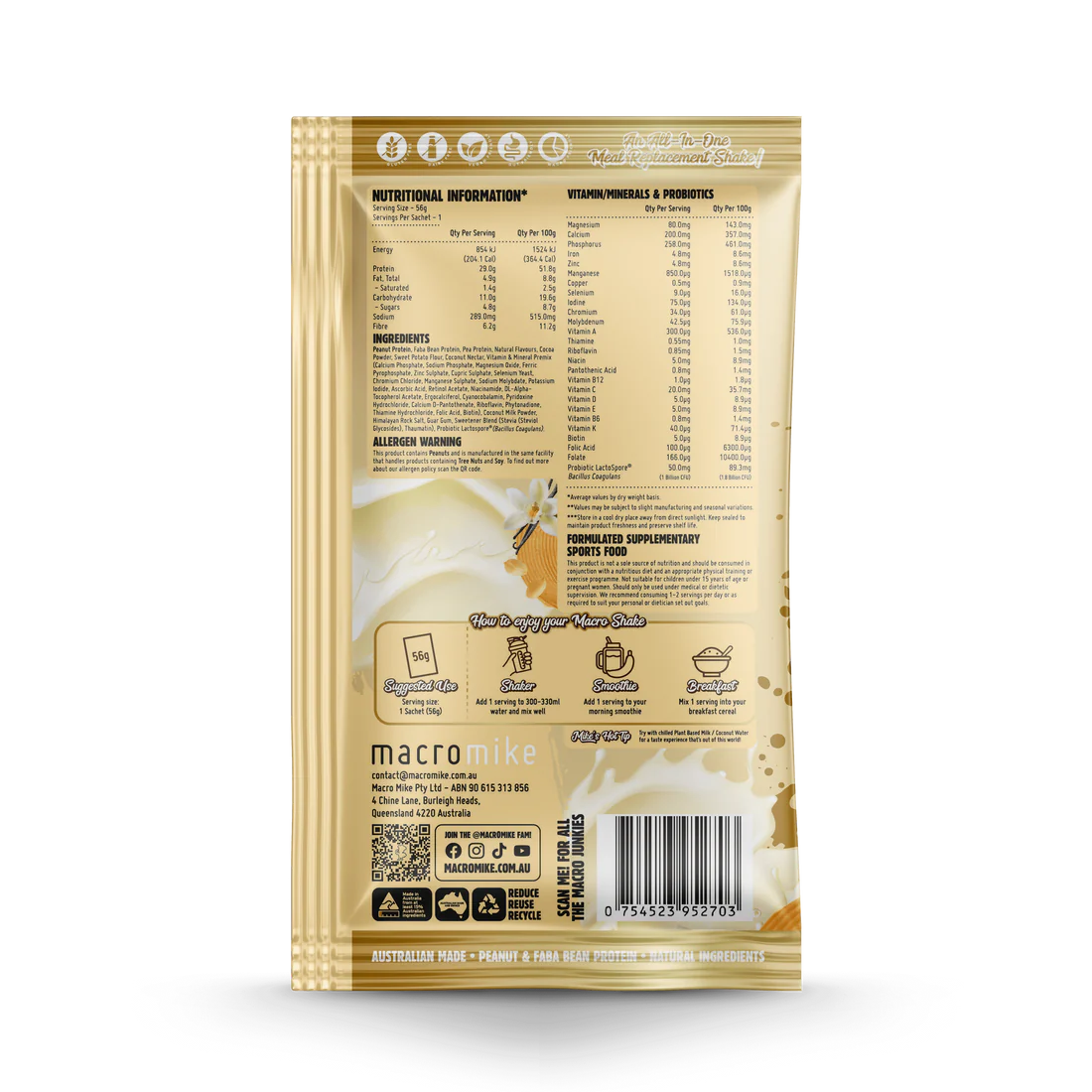 MACRO MIKE SHAKE Meal Replacement (12x50g)