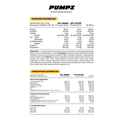 ZOMBIE LABS PUMPZ Non-Stim Pre-Workout